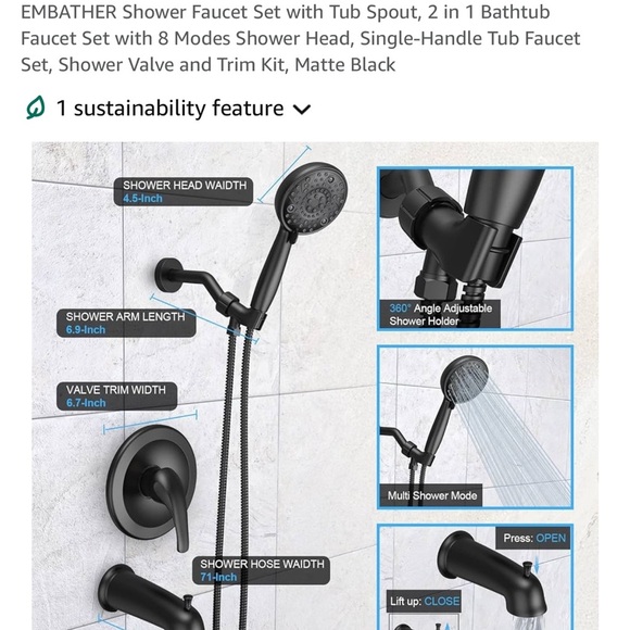 Elegant Oil Rubbed Bronze Shower Faucet Set with Multi-Function Head - Picture 6 of 13